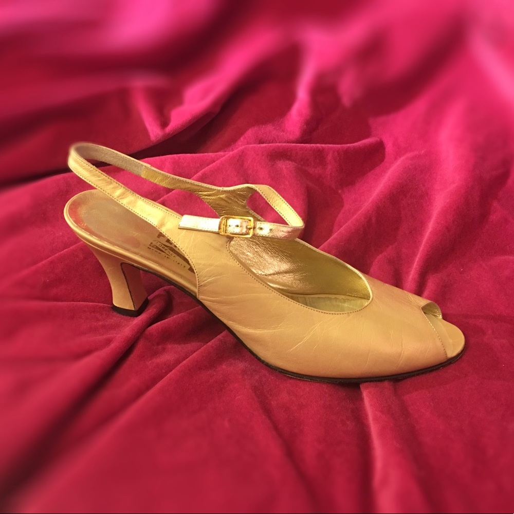 Ferragamo sling back peep toe